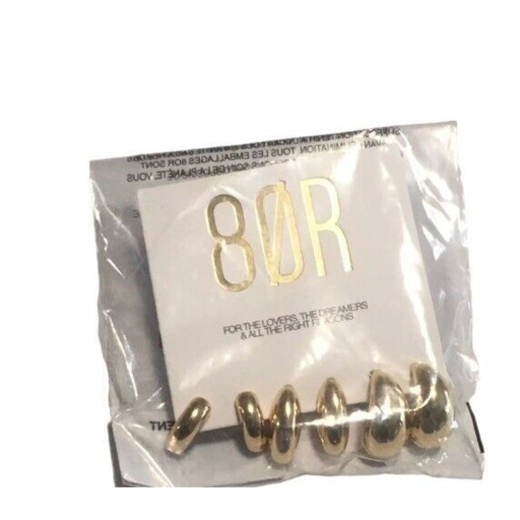 8 Other Reasons Gold Plated Half Moon Charlotte Hoop Set 3 Pair Earrings Set NEW - Picture 8 of 9